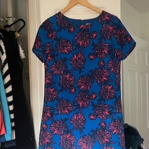 J. Crew Vibrant Blue and Pink Floral Mini Dress